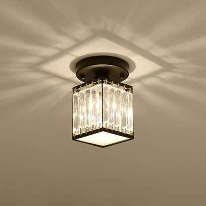 Lampada da soffitto semicentrale con pannelli in cristallo