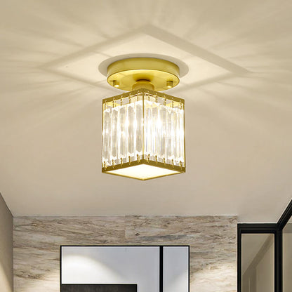 Lampada da soffitto semicentrale con pannelli in cristallo