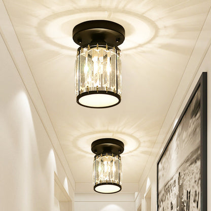 Lampada da soffitto semicentrale con pannelli in cristallo