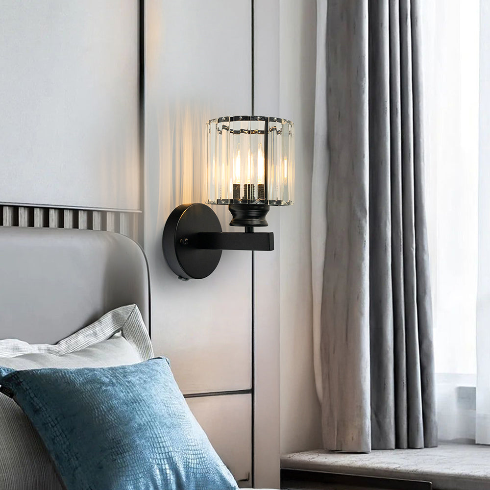 Crystal and Iron E27 Wall Sconce