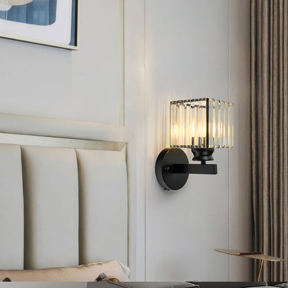 Crystal and Iron E27 Wall Sconce