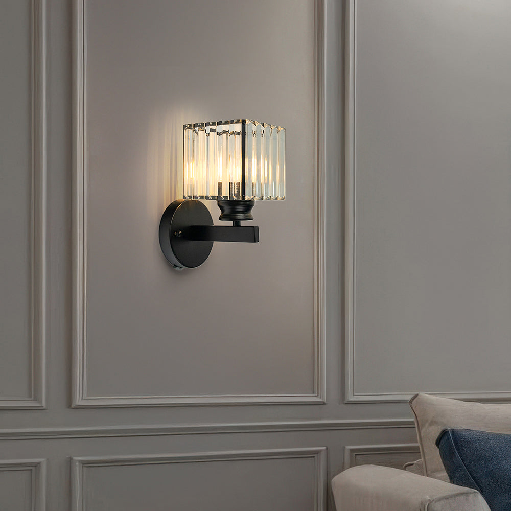 Crystal and Iron E27 Wall Sconce