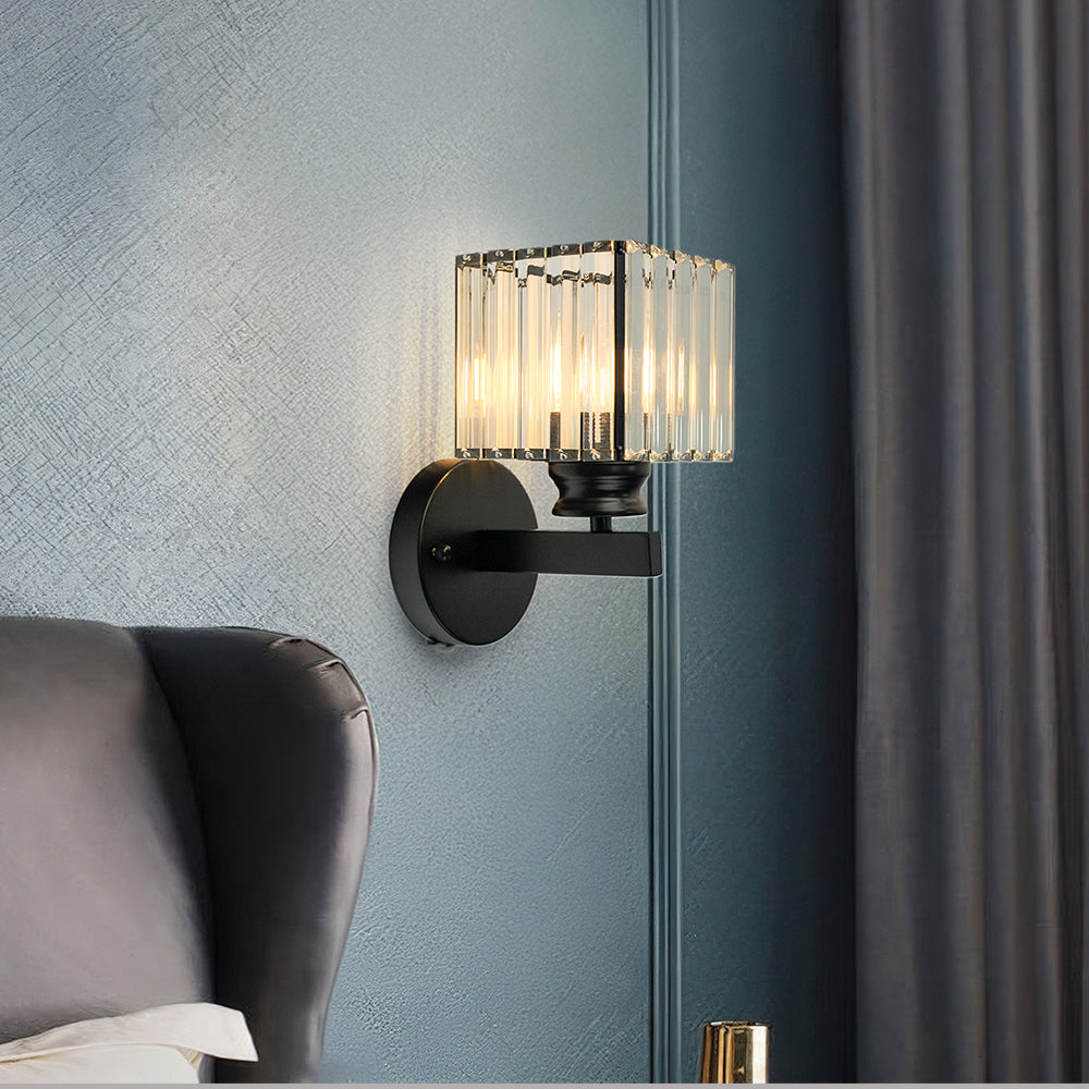 Crystal and Iron E27 Wall Sconce