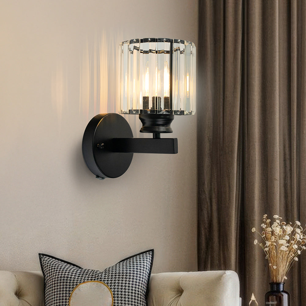 Crystal and Iron E27 Wall Sconce