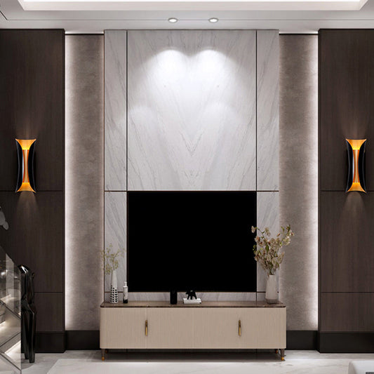 Curved Black Metal Two-Light Wall Sconce