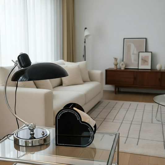 Curved Chrome Metal Table Lamp with Bauhaus Style