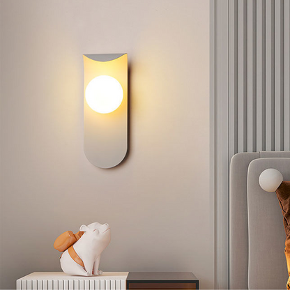 Curved Iron and Frosted Glass G9 Wall Light