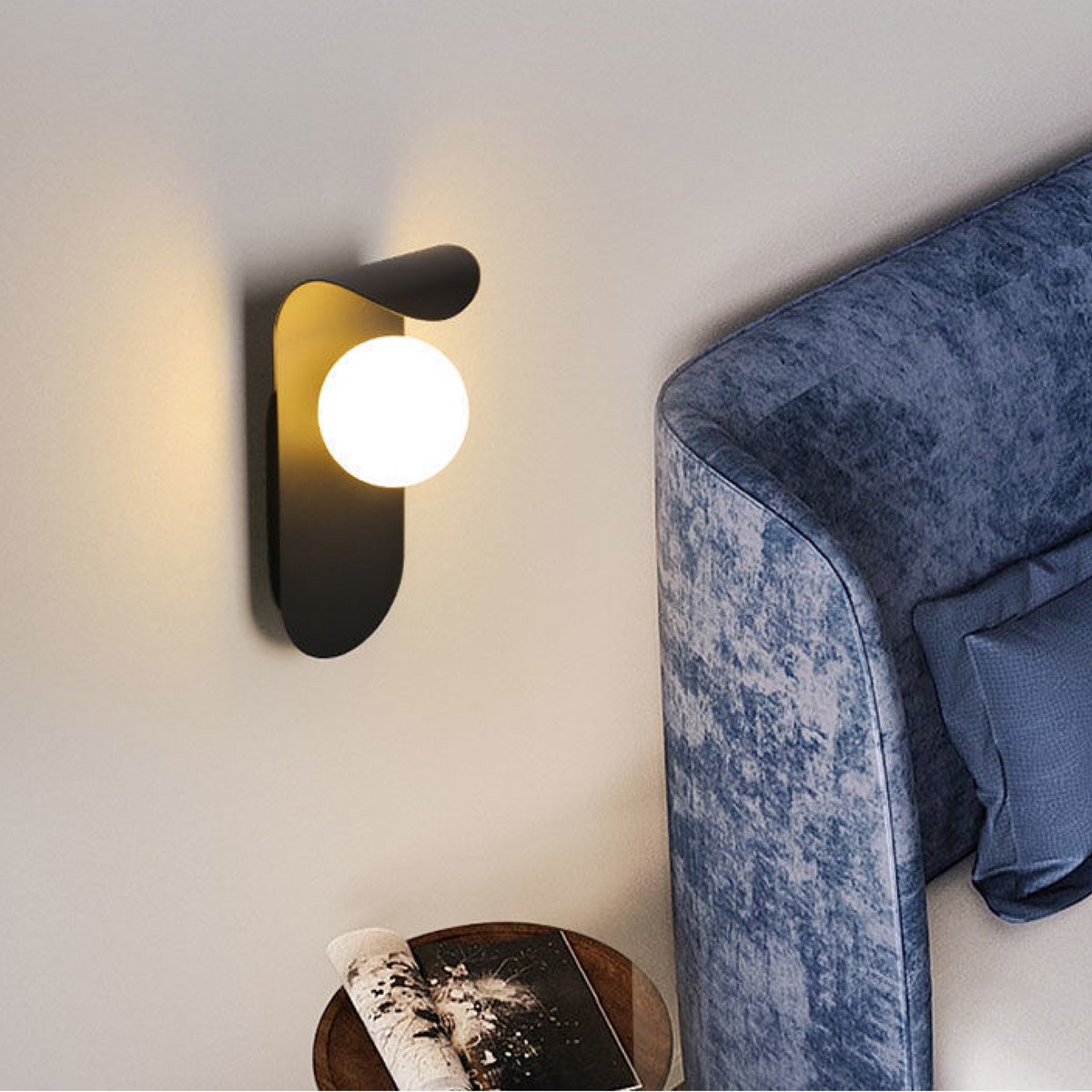 Curved Iron and Frosted Glass G9 Wall Light