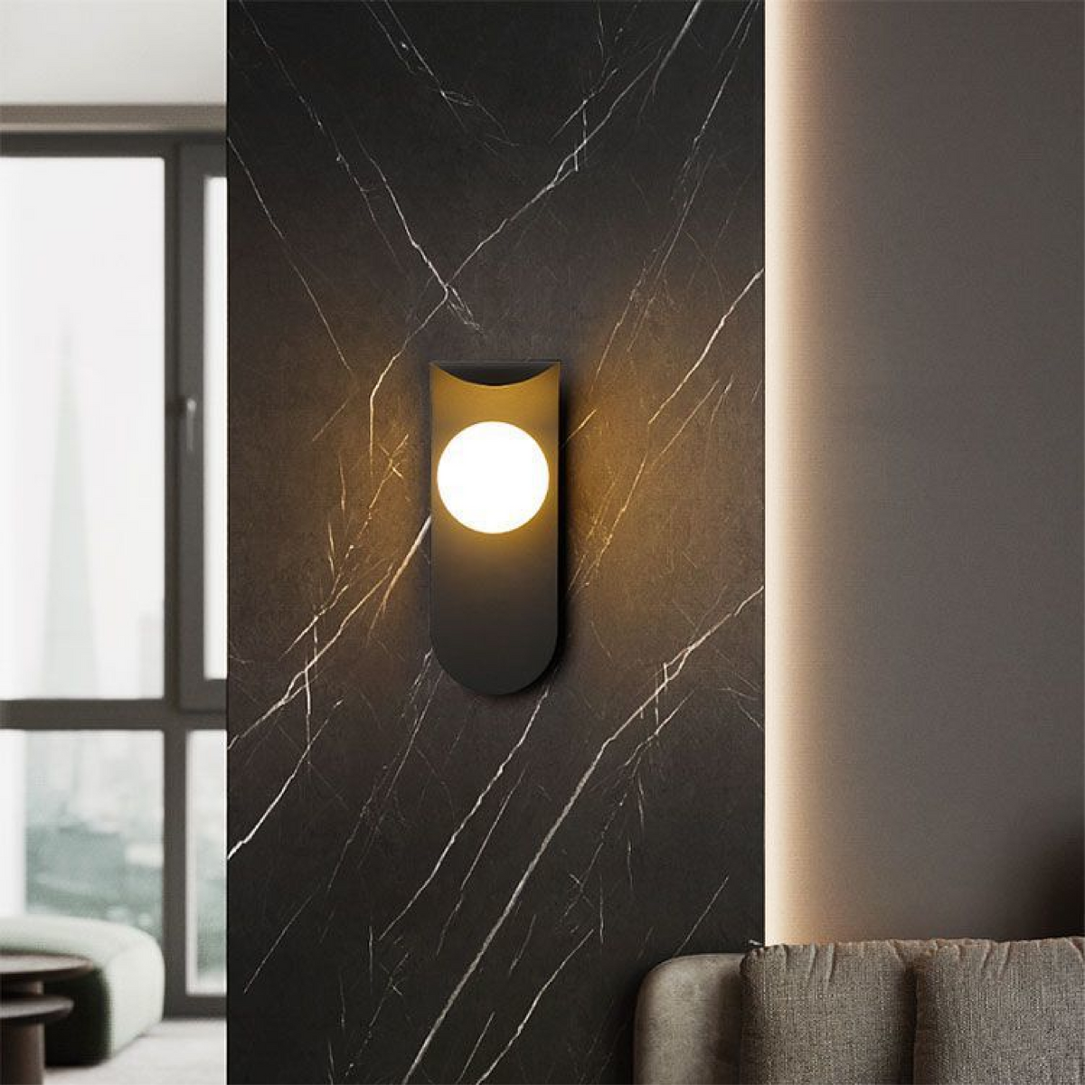 Curved Iron and Frosted Glass G9 Wall Light