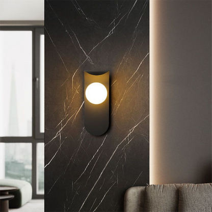 Curved Iron and Frosted Glass G9 Wall Light