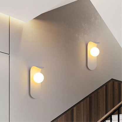 Curved Iron and Frosted Glass G9 Wall Light
