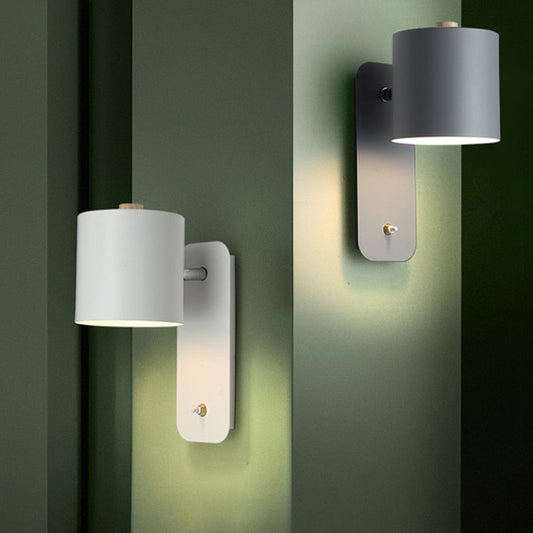 Cylindrical Metal LED Wall Sconce with Switch