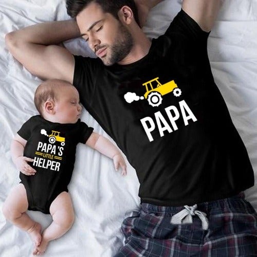Dad and Son Matching T-Shirts with Dad and Little Helper Prints