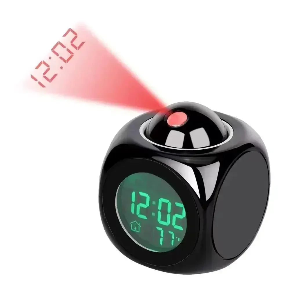 Digital Projection Alarm Clock with Temperature Display and Snooze