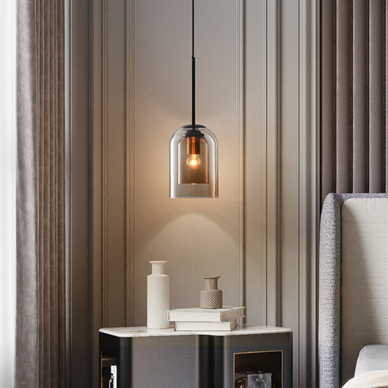 Double Glass Pendant Light with Tinted Shade