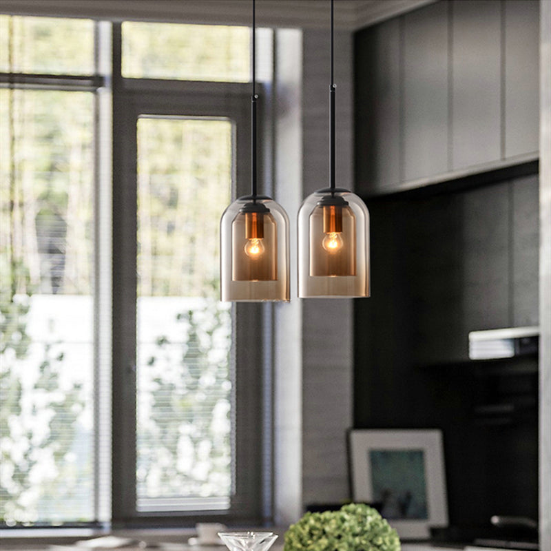 Double Glass Pendant Light with Tinted Shade