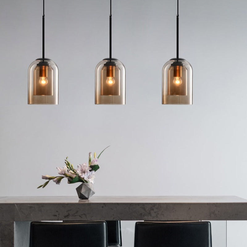 Double Glass Pendant Light with Tinted Shade