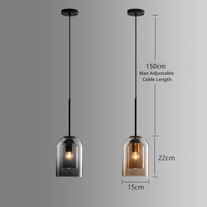Double Glass Pendant Light with Tinted Shade
