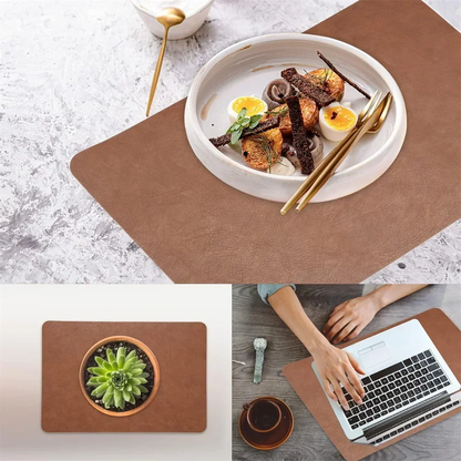 Double-Sided Faux Leather Placemats for Dining Tables