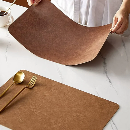Double-Sided Faux Leather Placemats for Dining Tables