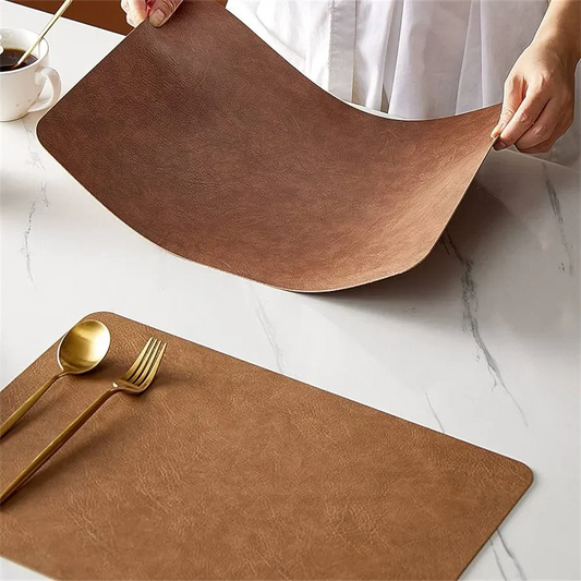Double-Sided Faux Leather Placemats for Dining Tables