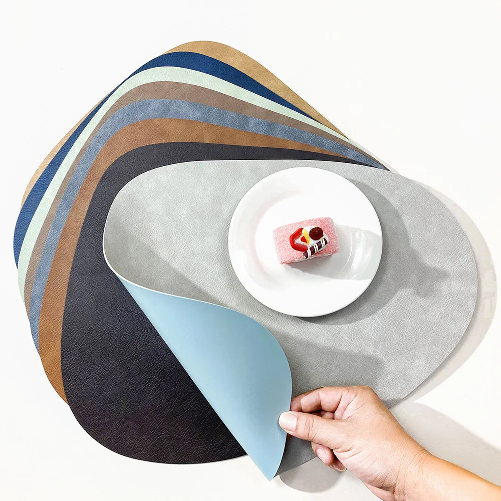 Double-Sided Faux Leather Water Drop Placemats