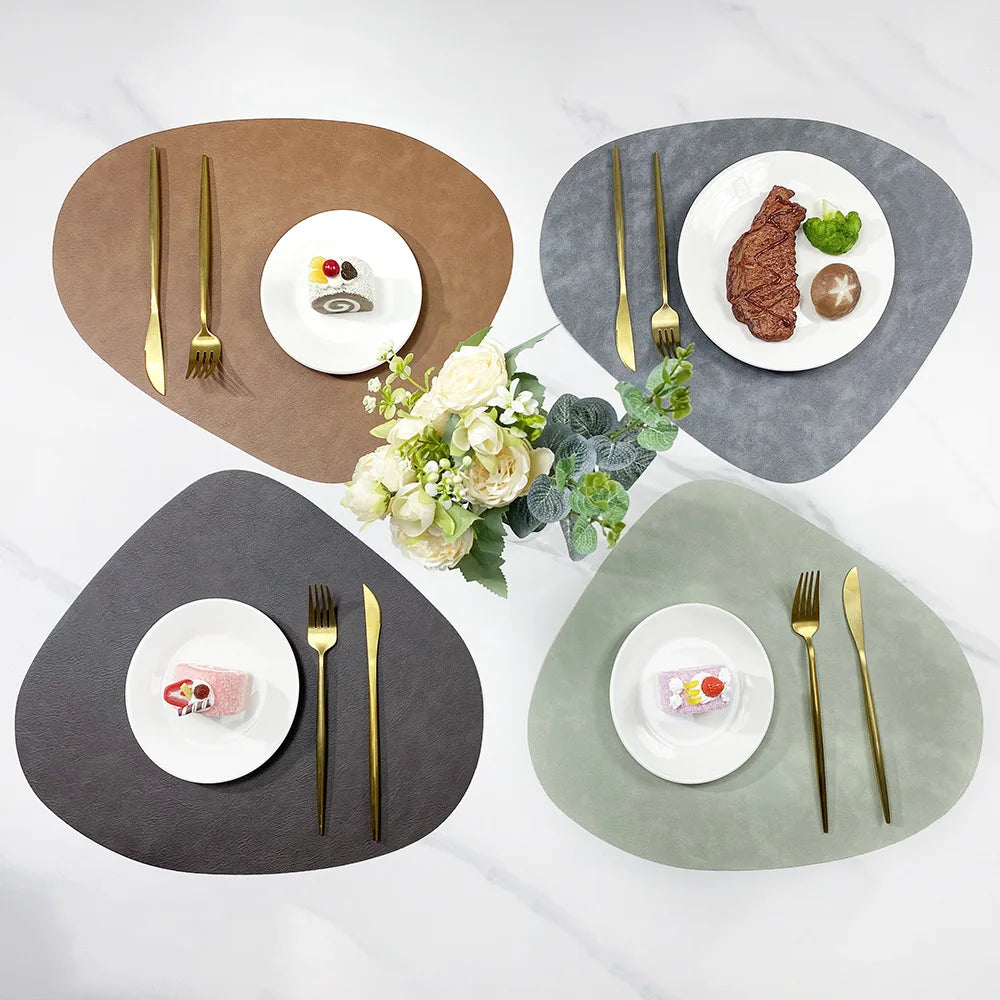Double-Sided Faux Leather Water Drop Placemats