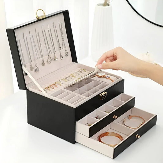 EleganceBox Luxury Jewelry Organizer with Multi Layer Storage