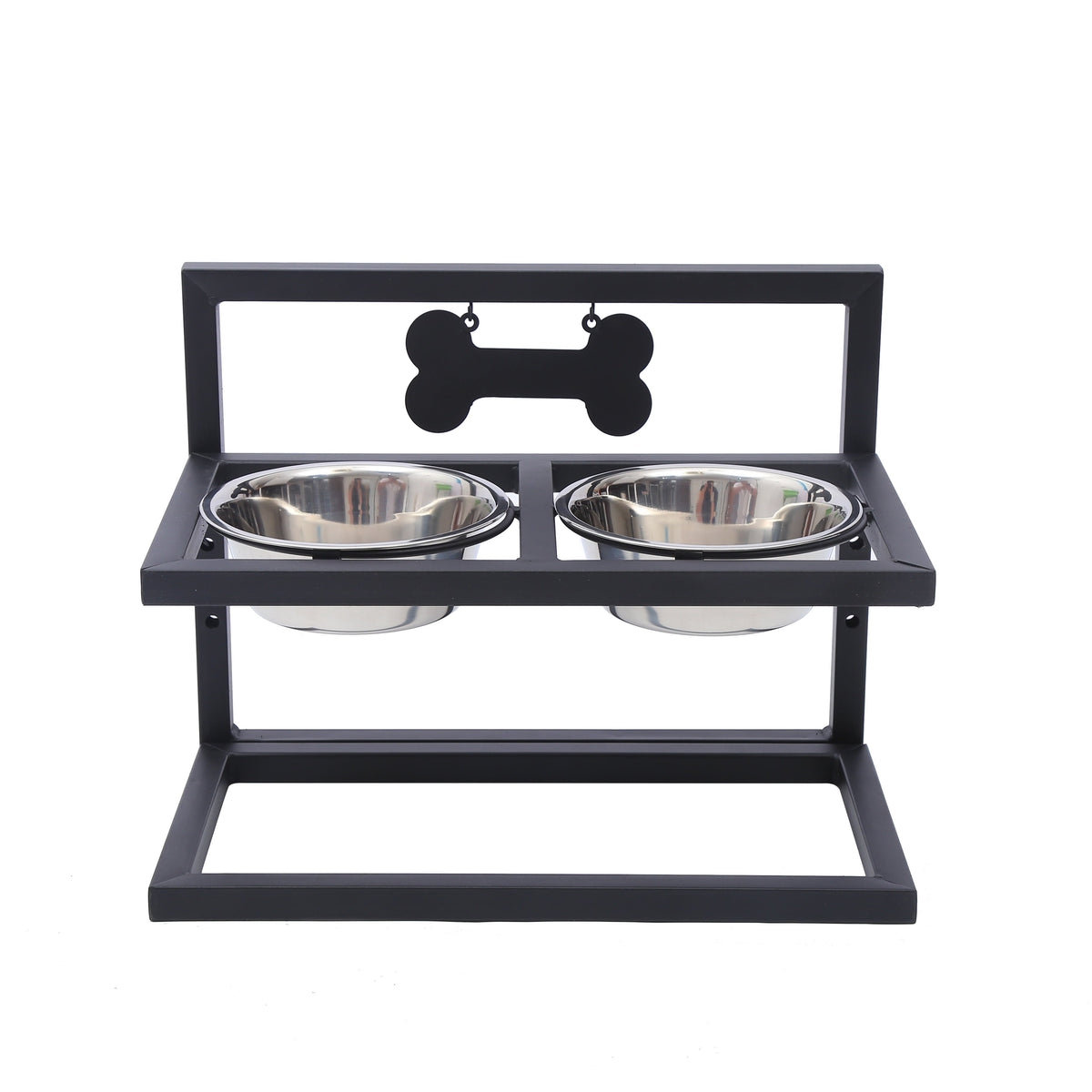 Elevated Stainless Steel Dog Food Station with Spill-Reducing Design