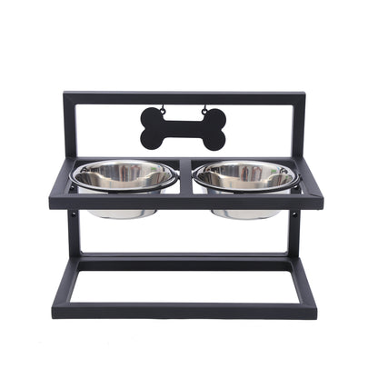 Elevated Stainless Steel Dog Food Station with Spill-Reducing Design
