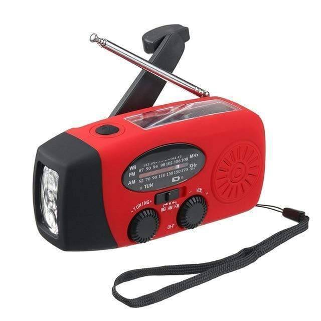 Emergency Hand Crank Radio with Solar Charging, 3-LED Flashlight and USB Power Bank