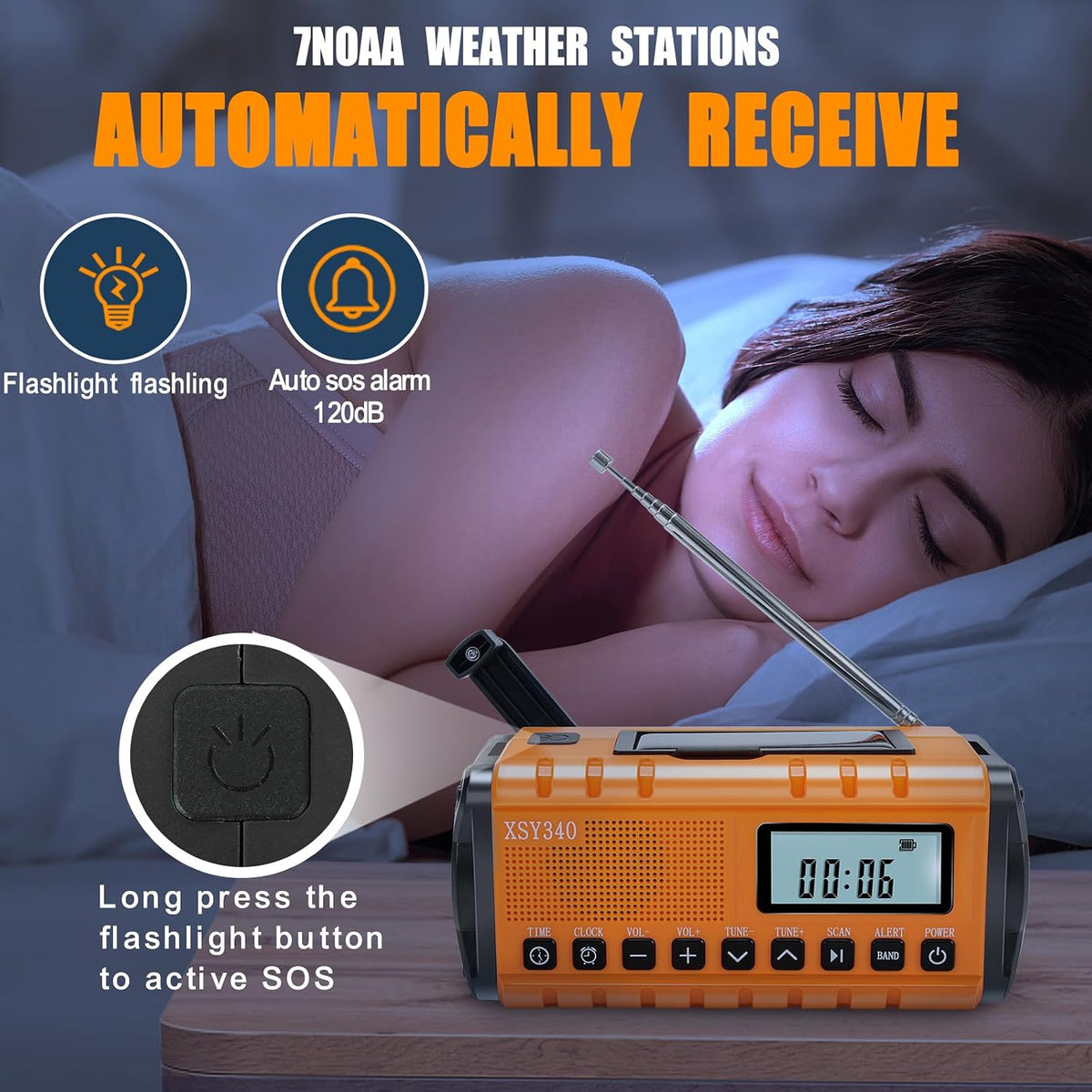 Emergency Solar Crank Radio with AM/FM, NOAA Weather Band and LED Flashlight