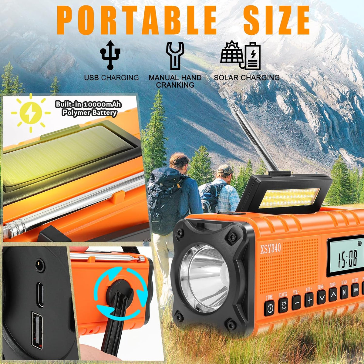 Emergency Solar Crank Radio with AM/FM, NOAA Weather Band and LED Flashlight
