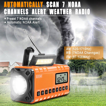 Emergency Solar Crank Radio with AM/FM, NOAA Weather Band and LED Flashlight
