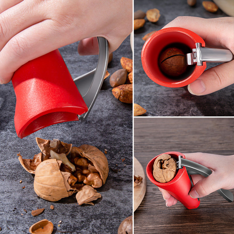 Ergonomic Aluminium Nutcracker with Curved Handle and Serrated Design