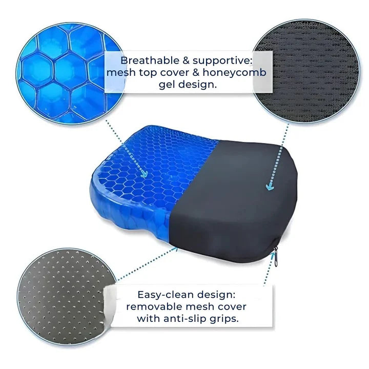 Ergonomic Gel Seat Cushion with Breathable Honeycomb Design