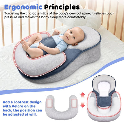 Ergonomic Infant Positioning Pillow with 100% Cotton Cover and Adjustable Safety Strap