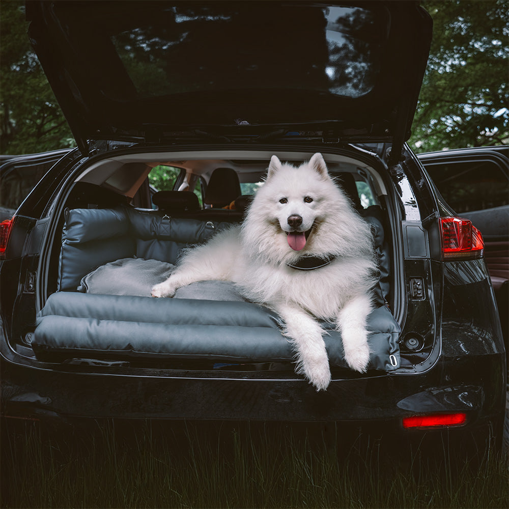 Faux Leather Dog Car Seat with Thick Padding and Expandable Space