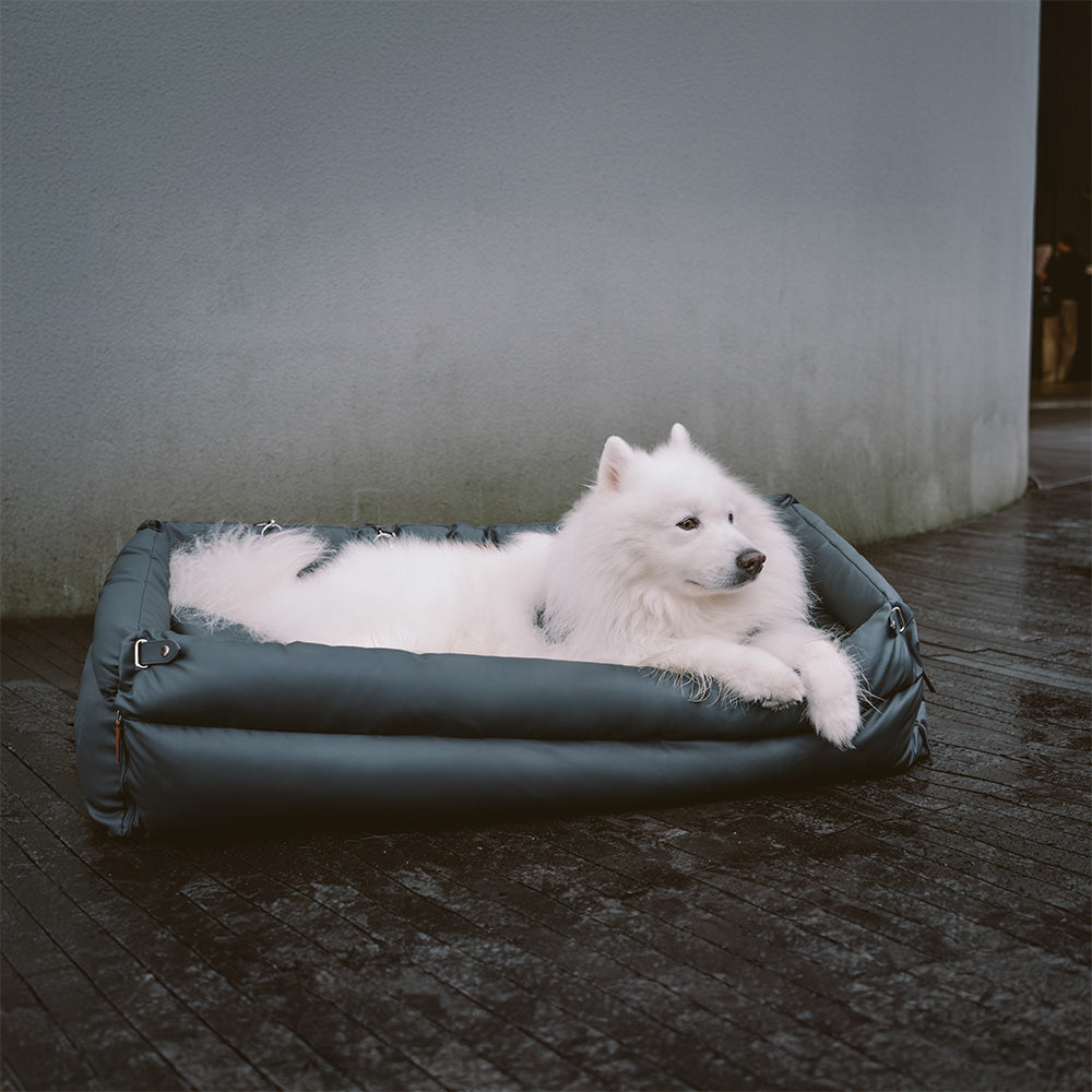 Faux Leather Dog Car Seat with Thick Padding and Expandable Space