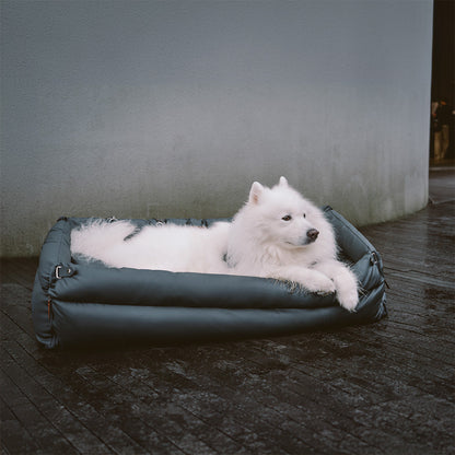 Faux Leather Dog Car Seat with Thick Padding and Expandable Space