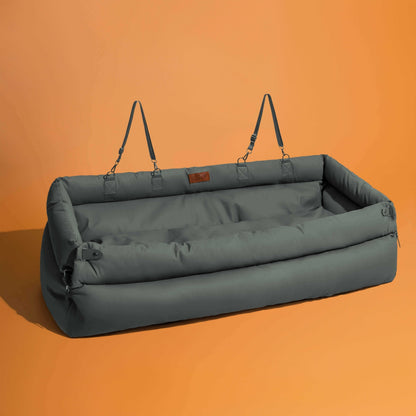Faux Leather Dog Car Seat with Thick Padding and Expandable Space