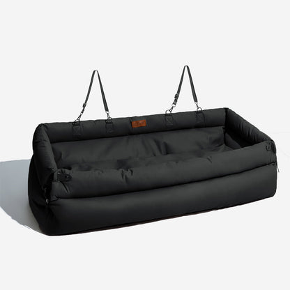 Faux Leather Dog Car Seat with Thick Padding and Expandable Space