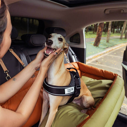 Faux Leather Dog Car Seat with Thick Padding and Expandable Space