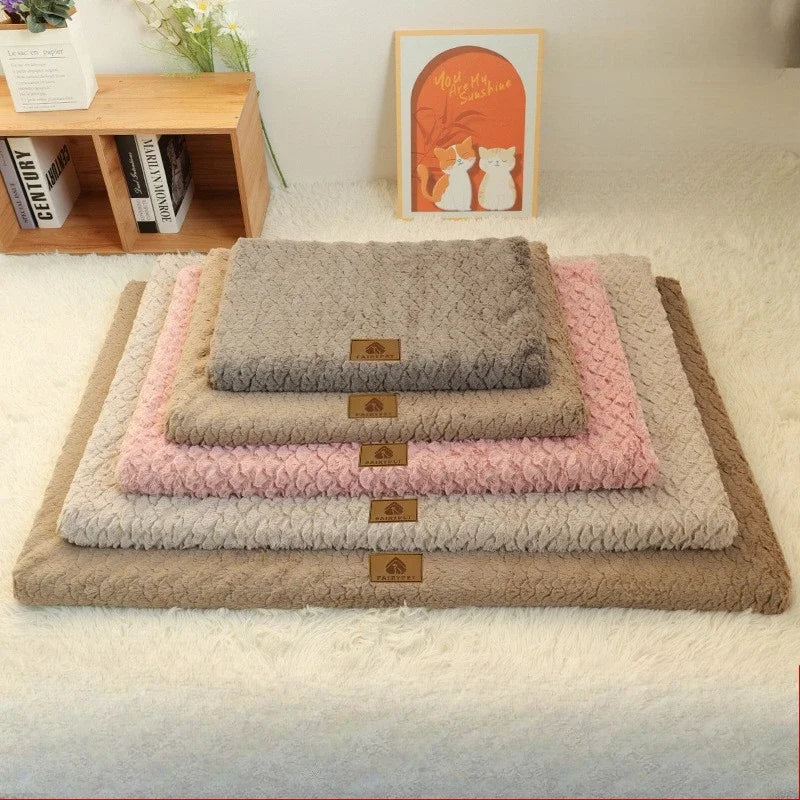 Flat Orthopedic Foam Dog Mat with Removable Faux Fur Cover and Anti Slip Base