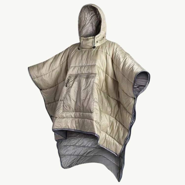 Fleece Lined Outdoor Poncho with Lightweight Waterproof Cover