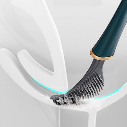 Flexible Silicone Toilet Brush with Flat Head and Wall Mount Holder