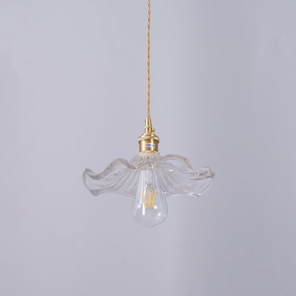 Lampada a sospensione in vetro a forma di fiore con lampadina E27