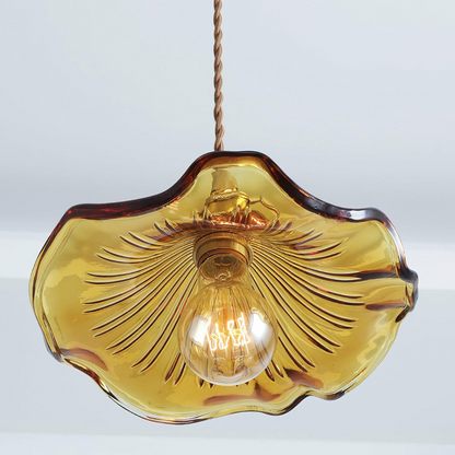 Lampada a sospensione in vetro a forma di fiore con lampadina E27