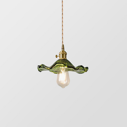 Lampada a sospensione in vetro a forma di fiore con lampadina E27