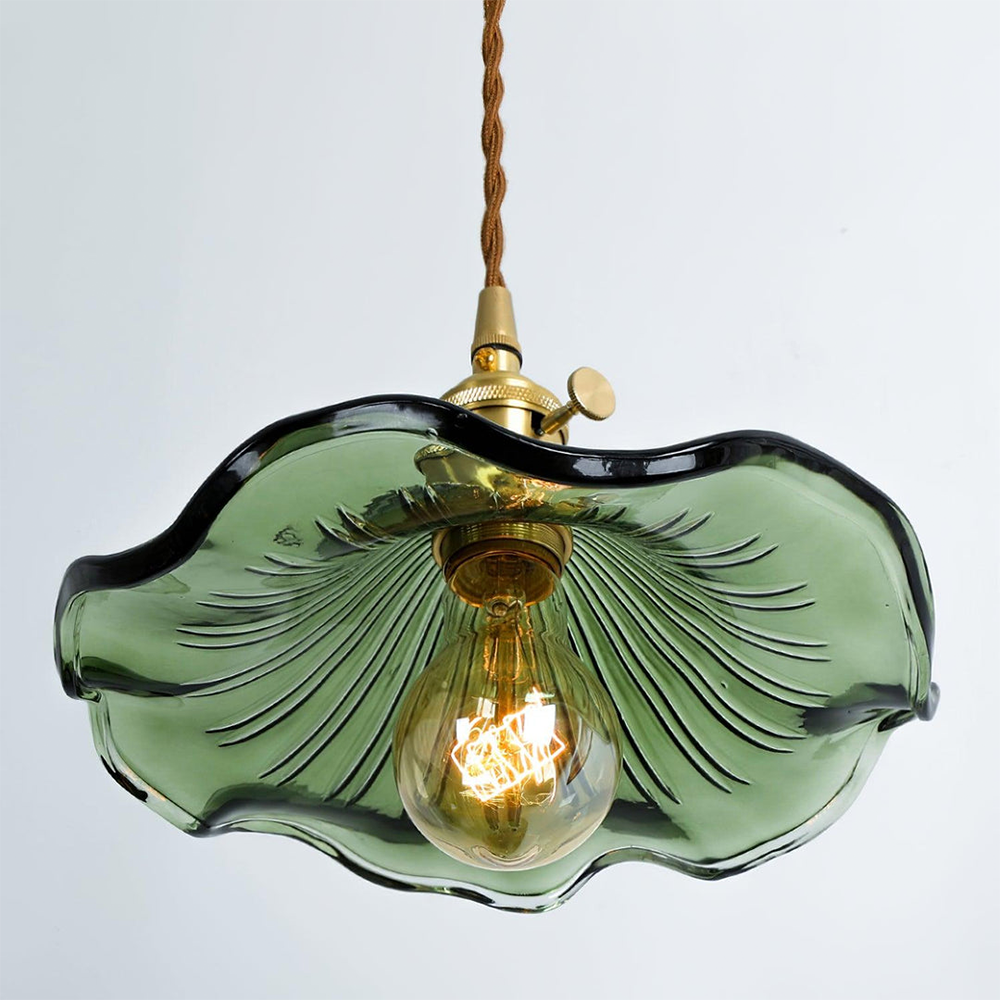 Lampada a sospensione in vetro a forma di fiore con lampadina E27